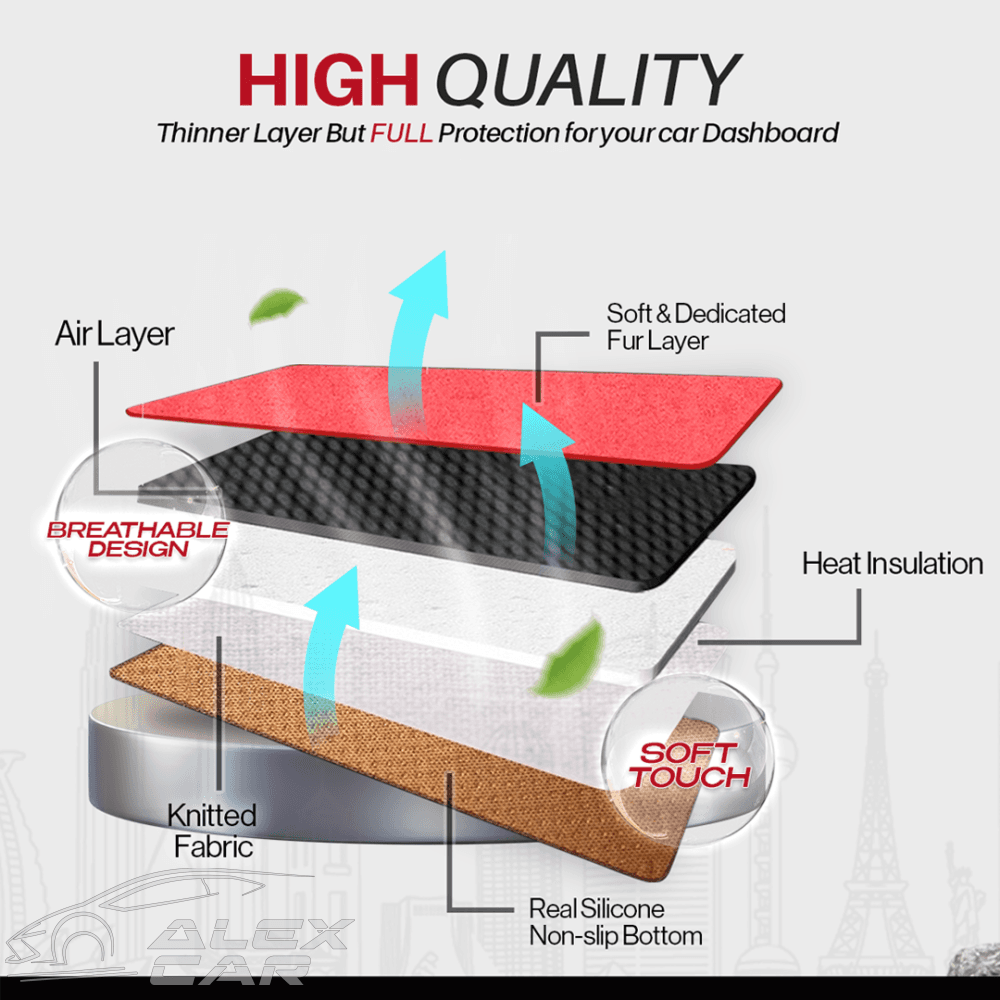 Apex Custom Fit Dashboard Mat Cover For Sedan, Hatchback, , MPV, Truck, SUV etc.